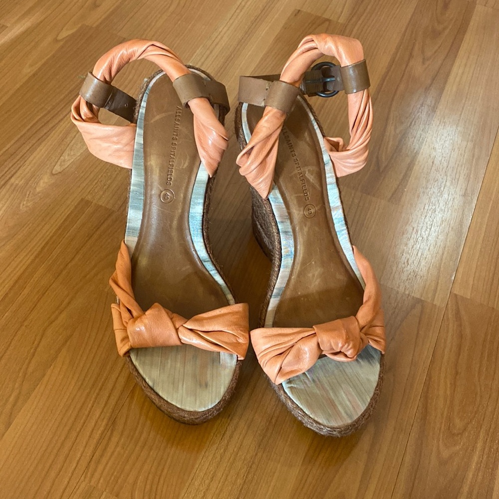 Allsaints Sola Leather Espadrilles. Size 9. Pink/coral colour.
